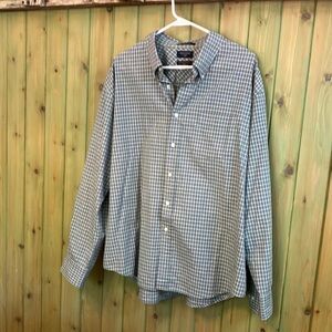 Dockers Mens XXL stain defender no wrinkles long sleeve shirt Green Plaid